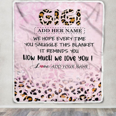 Personalized To My Gigi Gifts From Granddaughter Grandson Blanket Pink Leopard Happy Birthday Gifts For Gigi Mothers Day Christmas Customized Fleece Blanket | teecentury