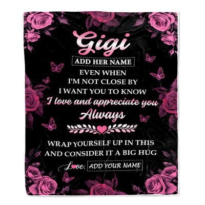 Personalized To My Gigi Gifts From Granddaughter Grandson Blanket Rose Floral It A Big Hug Birthday Gift Idea For Gigi Gifts Christmas Custom Fleece Blanket | teecentury