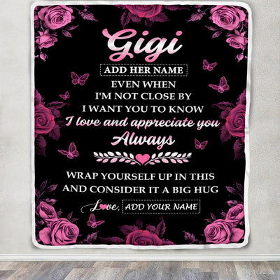 Personalized To My Gigi Gifts From Granddaughter Grandson Blanket Rose Floral It A Big Hug Birthday Gift Idea For Gigi Gifts Christmas Custom Fleece Blanket | teecentury