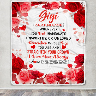 Personalized To My Gigi Gifts From Granddaughter Grandson Blanket Rose Flower Anniversary Birthday Gifts Gigi Mothers Day Christmas Custom Fleece Blanket | teecentury