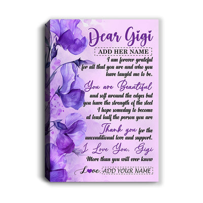 Personalized To My Gigi Gifts From Granddaughter Grandson Canvas Flower You Are Beautiful Gifts For Gigi Mothers Day Birthday Christmas Custom Print Framed Canvas | teecentury