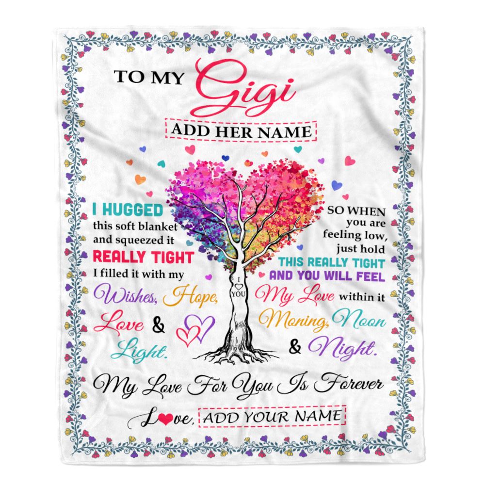 Personalized To My Gigi Gifts From Granddaughter Grandson Hugged Blanket Birthday Gifts For Gigi Mothers Day Thanksgiving Christmas Customized Fleece Blanket | teecentury