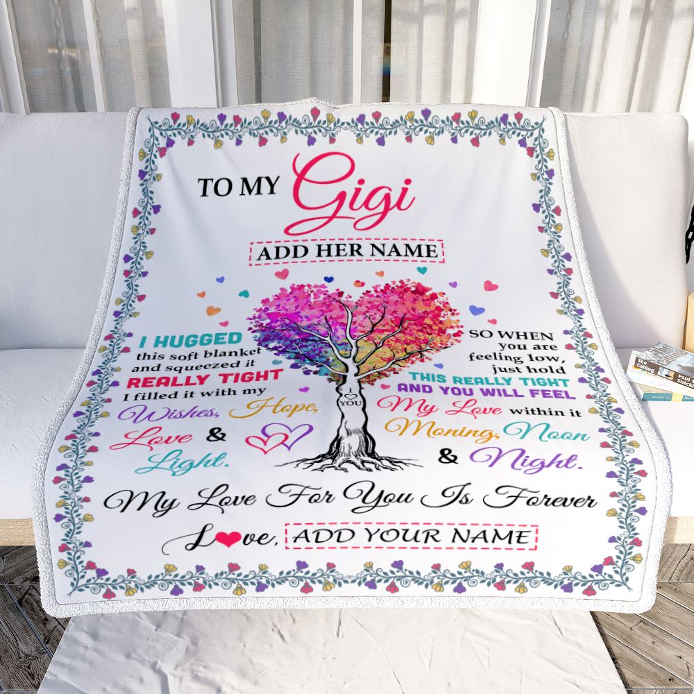 Personalized To My Gigi Gifts From Granddaughter Grandson Hugged Blanket Birthday Gifts For Gigi Mothers Day Thanksgiving Christmas Customized Fleece Blanket | teecentury