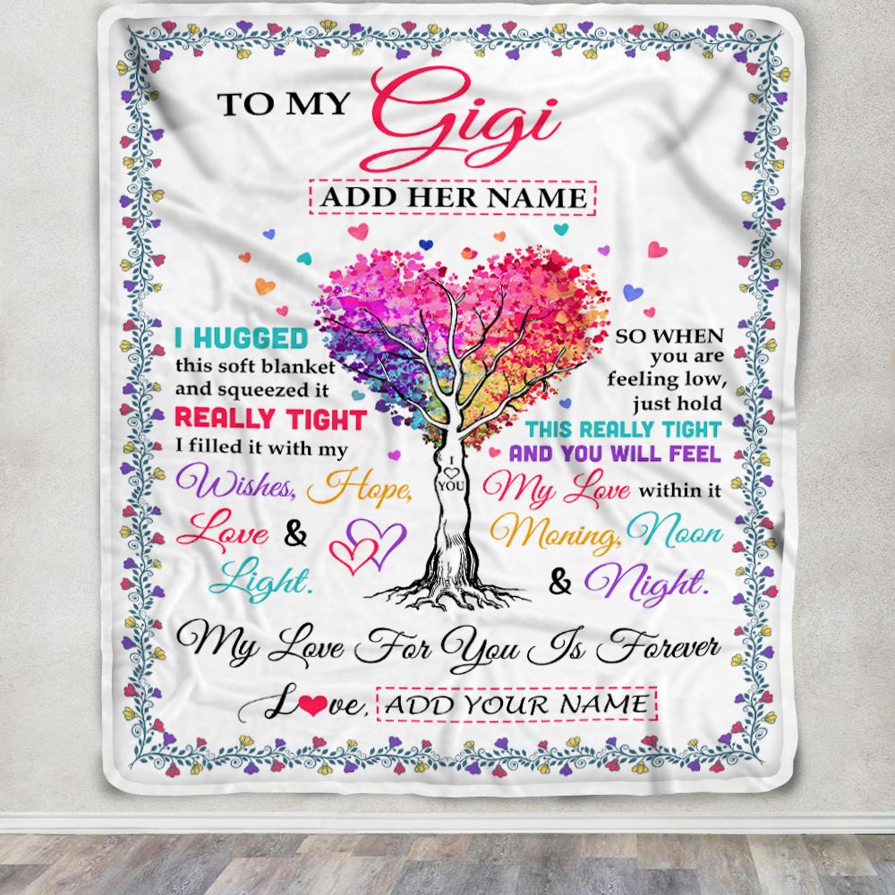 Personalized To My Gigi Gifts From Granddaughter Grandson Hugged Blanket Birthday Gifts For Gigi Mothers Day Thanksgiving Christmas Customized Fleece Blanket | teecentury