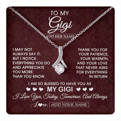 Alluring Beauty Necklace 14K White Gold Finish | 1 | Personalized To My Gigi Gifts From Granddaughter Necklace Meaningful Jewelry Pendant Gifts For Gigi Mothers Day Birthday Christmas Custom Gift Box Message Card | https://teecentury.