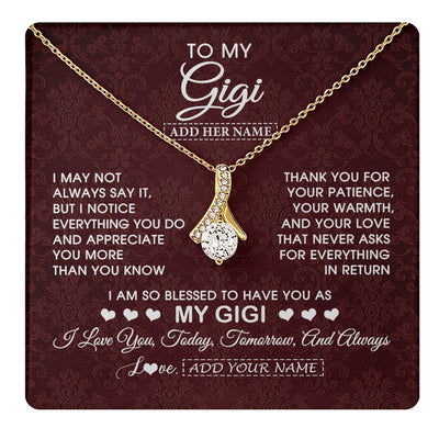Alluring Beauty Necklace 18K Yellow Gold Finish | 1 | Personalized To My Gigi Gifts From Granddaughter Necklace Meaningful Jewelry Pendant Gifts For Gigi Mothers Day Birthday Christmas Custom Gift Box Message Card | https://teecentury.