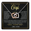 Interlocking Hearts Necklace Stainless Steel & Rose Gold Finish | 1 | Personalized To My Gigi Gifts Necklace From Granddaughter GrandsonGrateful Thank You Gigi Birthday Mothers Day Christmas Customized Gift Box Message Card | teecentury