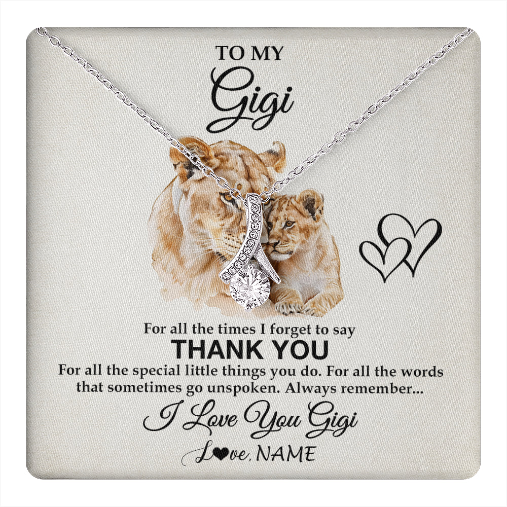 Alluring Beauty Necklace 14K White Gold Finish | 1 | Personalized To My Gigi Necklace From Granddaughter GrandsonThank You Lion Gigi Gift For Mothers Day Birthday Gift Christmas For Gigi Gift Box Message Card | teecentury
