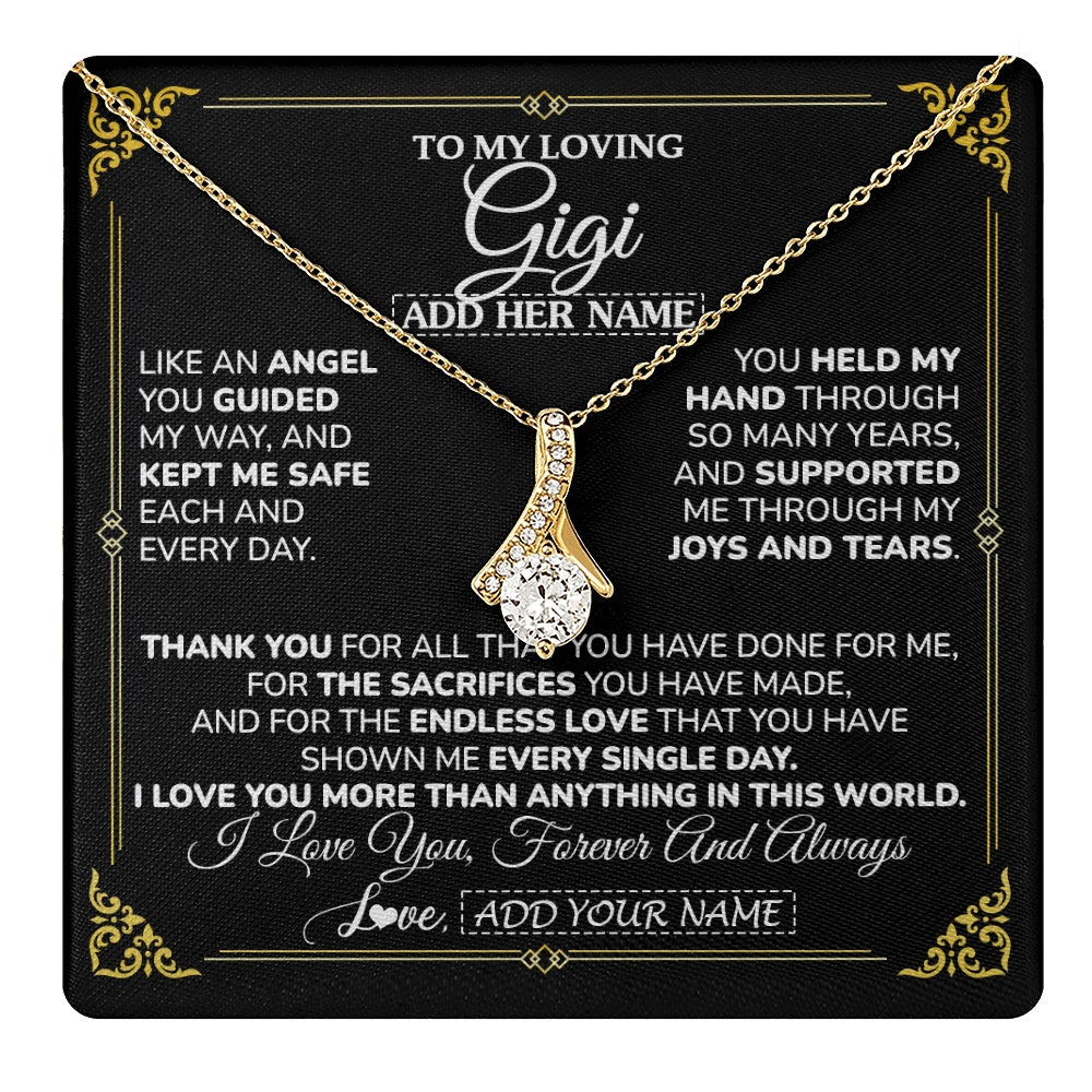 Alluring Beauty Necklace 18K Yellow Gold Finish | 1 | Personalized To My Gigi Necklace Gifts Meaningful Gift To Gigi From Granddaughter Without You There Is No Me Mothers Day Birthday Gift Box Message Card | https://teecentury.