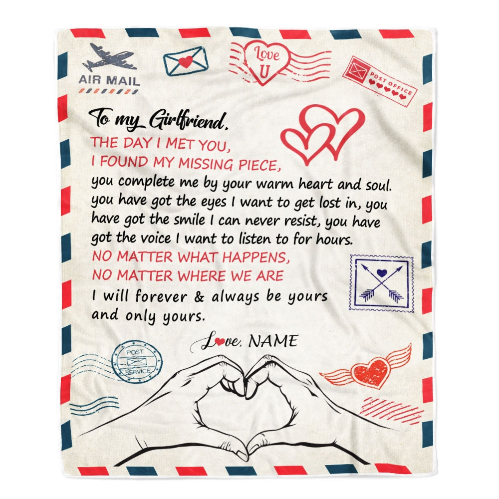 Personalized To My Girlfriend Blanket From Boyfriend I Will Always Be Yours Air Mail Girlfriend Birthday Valentines Day Christmas Customized Fleece Blanket | teecentury
