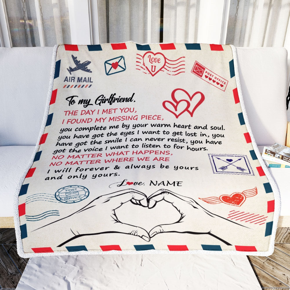 Personalized To My Girlfriend Blanket From Boyfriend I Will Always Be Yours Air Mail Girlfriend Birthday Valentines Day Christmas Customized Fleece Blanket | teecentury