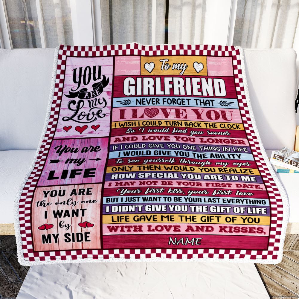 Personalized To My Girlfriend Blanket From Boyfriend Wood Never Forget I Love You Birthday Anniversary Valentines Christmas Customized Gift Fleece Blanket | teecentury