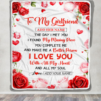 Personalized To My Girlfriend Blanket The Day I Met You Gifts For Girlfriend Anniversary Romantic For Women Valentines Birthday Gifts Christmas Fleece Blanket | teecentury