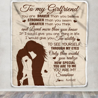 Personalized To My Girlfriend Blanket You Are Braver Stronger Smarter Romantic Girlfriend Birthday Valentines Christmas Customized Gift Fleece Blanket | teecentury