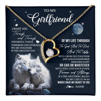Forever Love Necklace 18K Yellow Gold Finish | 1 | Personalized To My Girlfriend Canvas From Boyfriend I Want You Wolf Girlfriend Birthday Gifts Anniversary Valentines Christmas Custom Wall Art Print Framed Canvas | teecentury