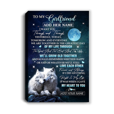 Personalized To My Girlfriend Canvas From Boyfriend I Want You Wolf Girlfriend Birthday Gifts For Her Anniversary Valentines Christmas Custom Wall Art Framed Canvas | teecentury