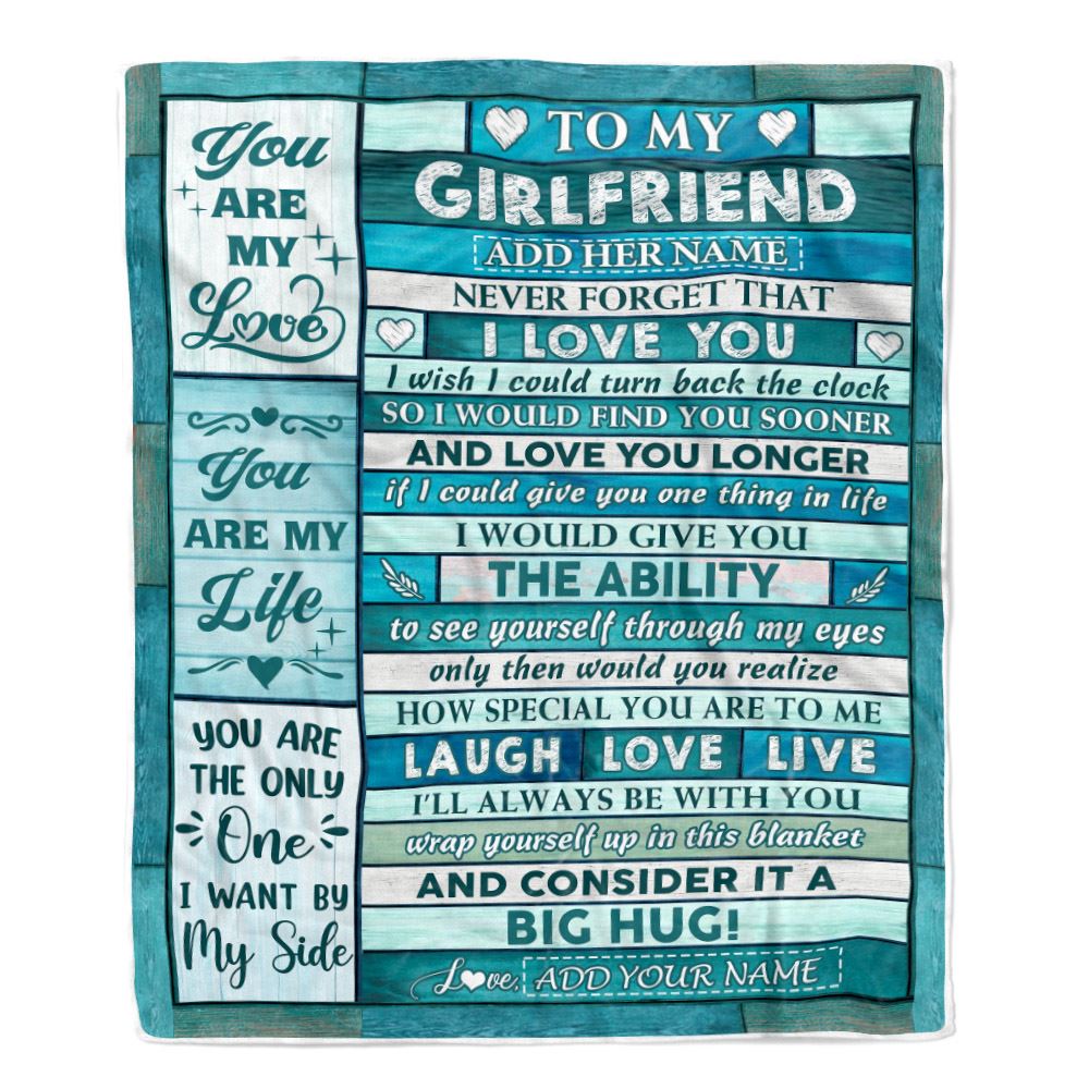 Personalized To My Girlfriend From Boyfriend Blanket Wood You Are My Love Birthday For Girlfriend Anniversary Romantic Valentines Christmas Fleece Blanket | teecentury