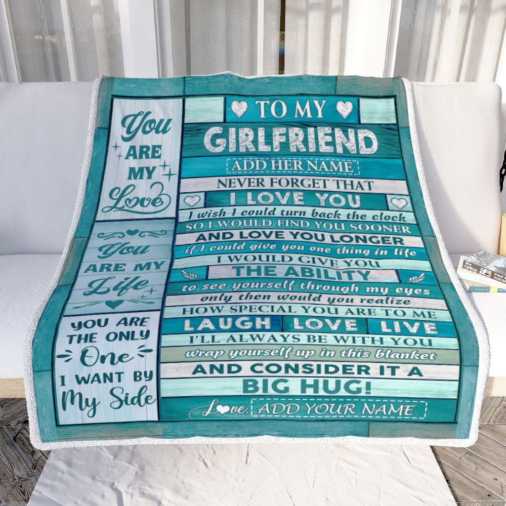 Personalized To My Girlfriend From Boyfriend Blanket Wood You Are My Love Birthday For Girlfriend Anniversary Romantic Valentines Christmas Fleece Blanket | teecentury