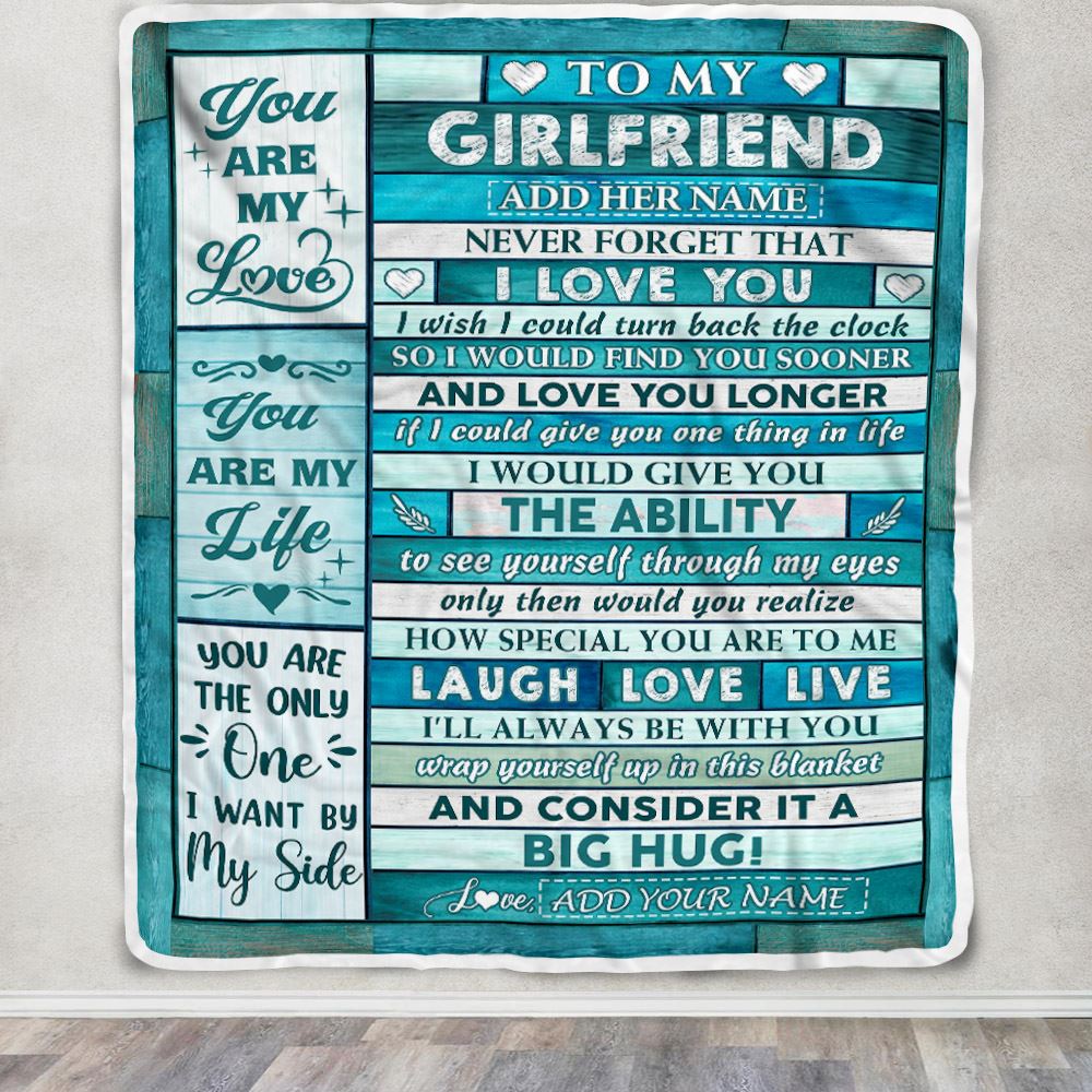 Personalized To My Girlfriend From Boyfriend Blanket Wood You Are My Love Birthday For Girlfriend Anniversary Romantic Valentines Christmas Fleece Blanket | teecentury