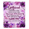 Personalized To My Girlfriend Gifts Blanket From Fiance Purple Floral Birthday Gifts For Girlfriend Romantic Valentines For Her Christmas Custom Fleece Blanket | teecentury