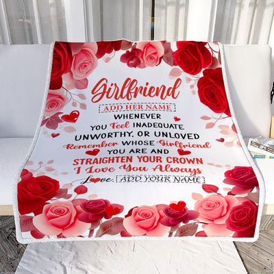 Personalized To My Girlfriend Gifts From Fiance Blanket Rose Flower Anniversary Birthday Gifts Girlfriend Romantic For Her Christmas Custom Fleece Blanket | teecentury