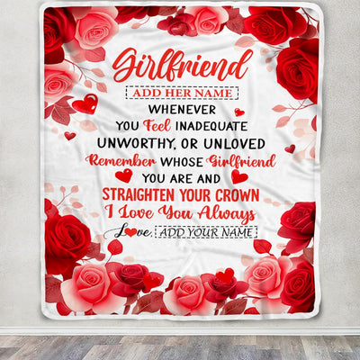 Personalized To My Girlfriend Gifts From Fiance Blanket Rose Flower Anniversary Birthday Gifts Girlfriend Romantic For Her Christmas Custom Fleece Blanket | teecentury
