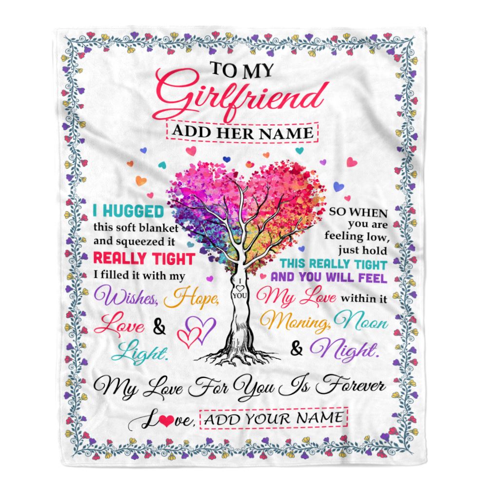 Personalized To My Girlfriend Gifts From Fiance Hugged Blanket Birthday Gifts For Girlfriend Romantic Valentines Day For Her Christmas Custom Fleece Blanket | teecentury