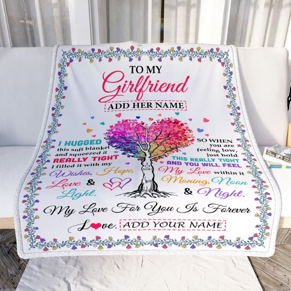 Personalized To My Girlfriend Gifts From Fiance Hugged Blanket Birthday Gifts For Girlfriend Romantic Valentines Day For Her Christmas Custom Fleece Blanket | teecentury