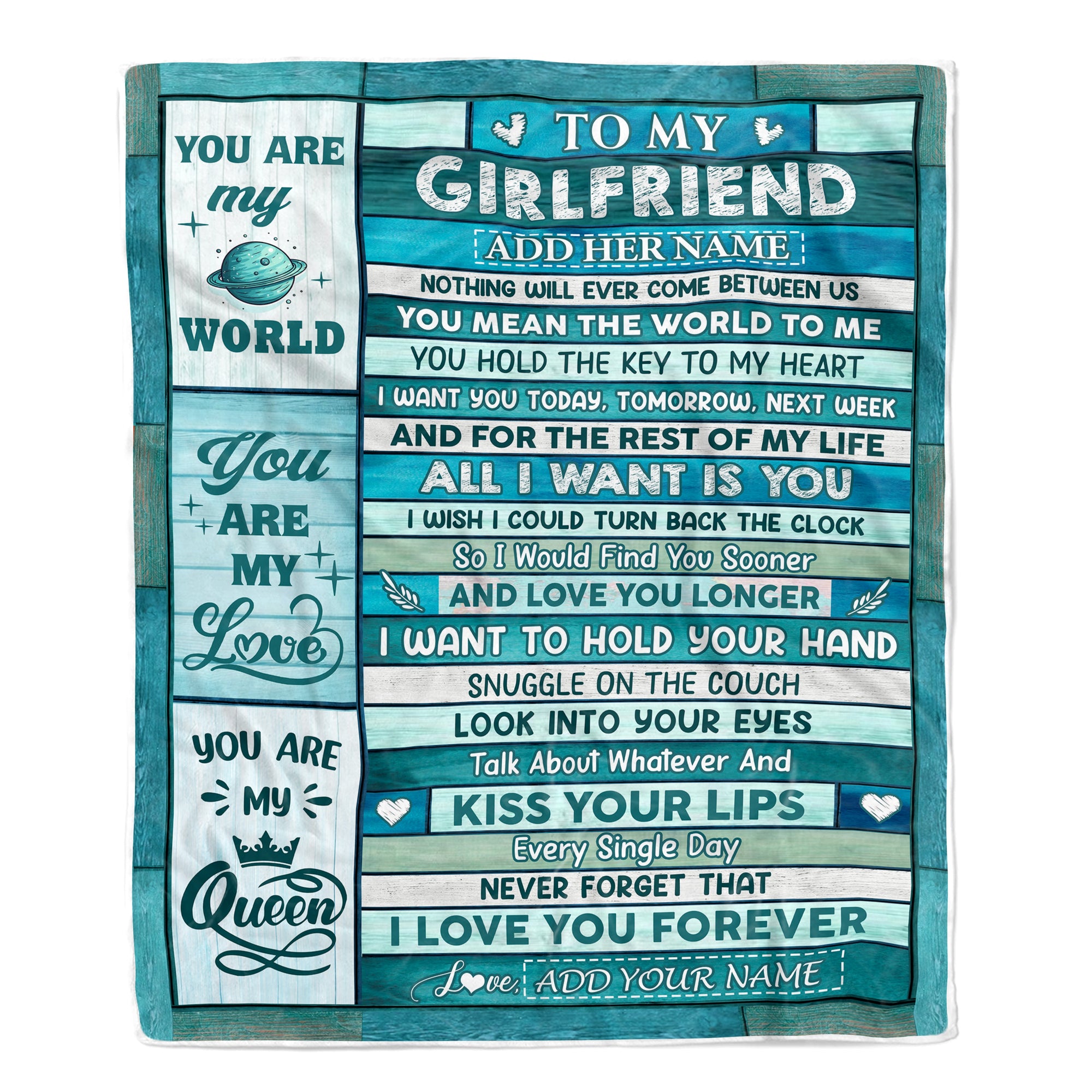 Personalized To My Girlfriend Gifts From Husband Blanket Wood Love You Longer Valentines Romantic Birthday Gifts For Girlfriend Her Christmas Fleece Blanket | teecentury