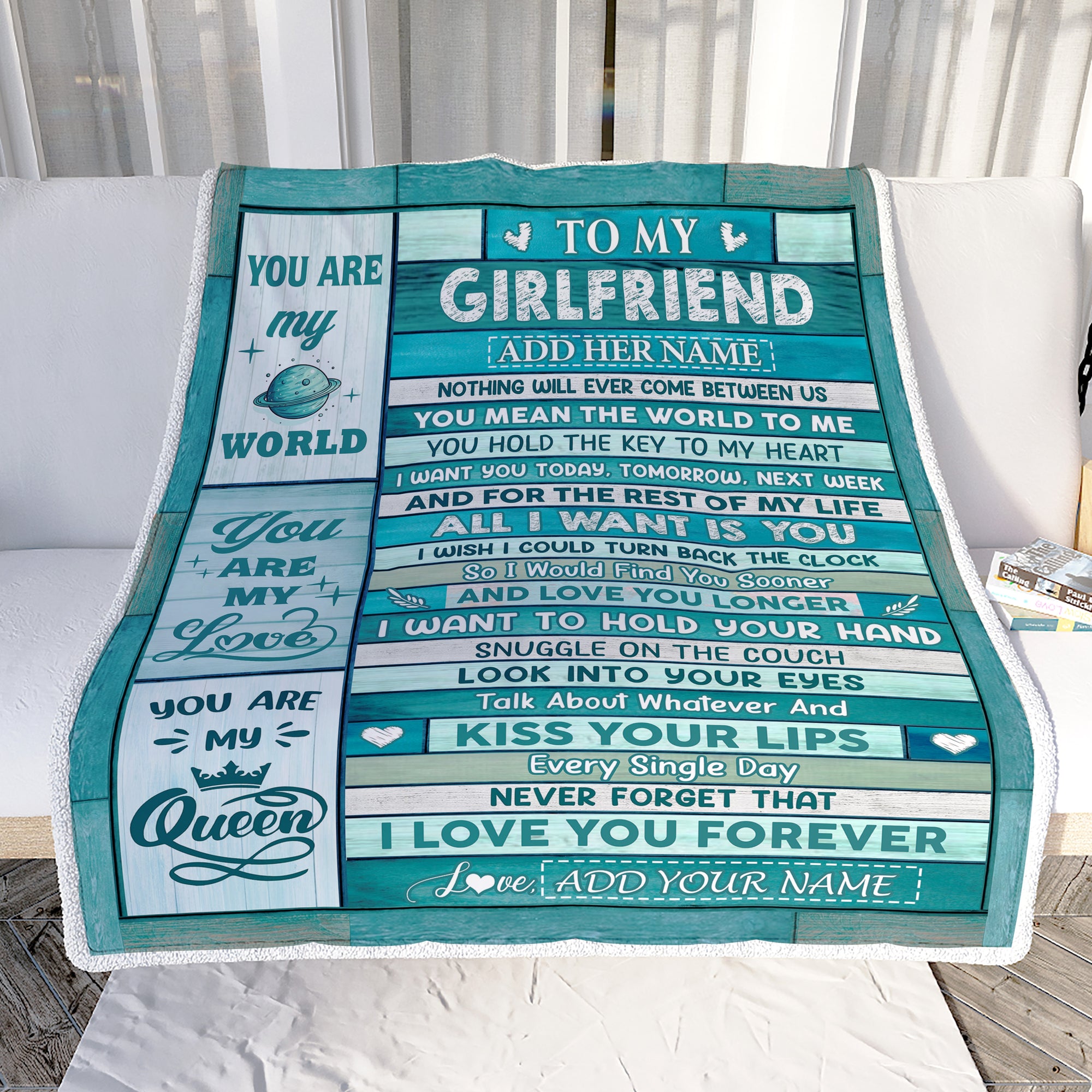 Personalized To My Girlfriend Gifts From Husband Blanket Wood Love You Longer Valentines Romantic Birthday Gifts For Girlfriend Her Christmas Fleece Blanket | teecentury