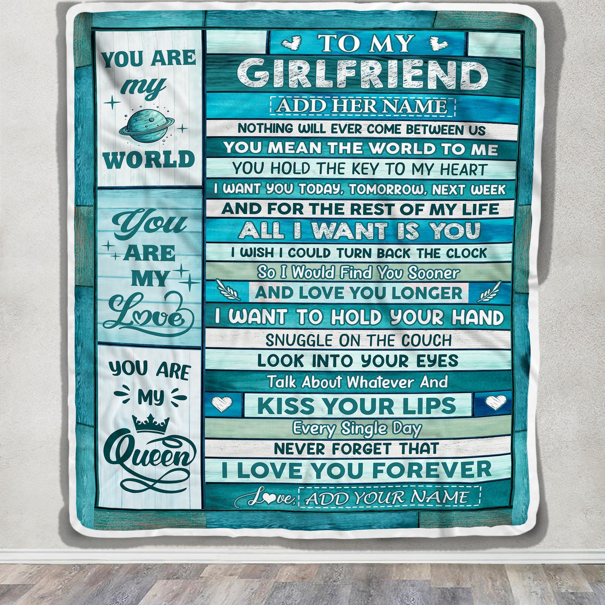 Personalized To My Girlfriend Gifts From Husband Blanket Wood Love You Longer Valentines Romantic Birthday Gifts For Girlfriend Her Christmas Fleece Blanket | teecentury
