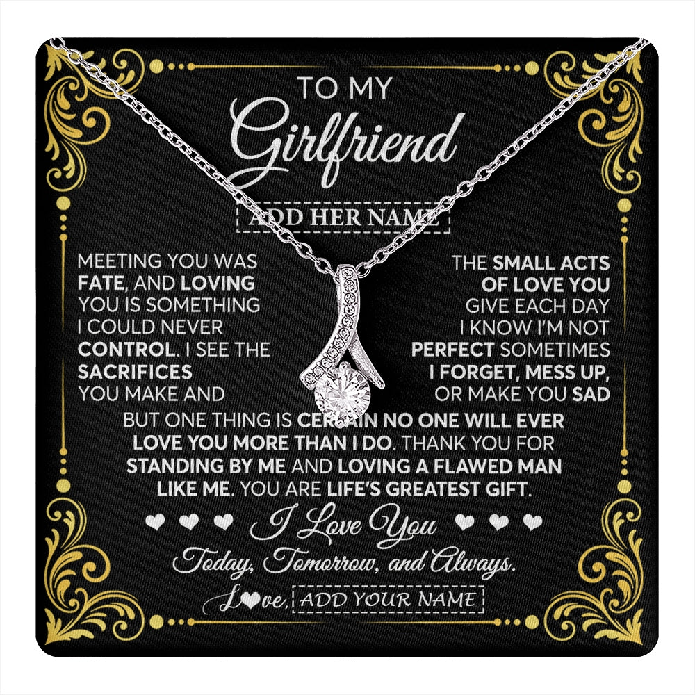 Alluring Beauty Necklace 14K White Gold Finish | 1 | Personalized To My Girlfriend Gifts Necklace From Boyfriend A Meaningful Romantic Jewelry Gift For Anniversary Birthday Christmas Custom Gift Box Message Card | https://teecentury.