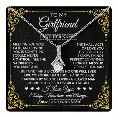 Alluring Beauty Necklace 14K White Gold Finish | 1 | Personalized To My Girlfriend Gifts Necklace From Boyfriend A Meaningful Romantic Jewelry Gift For Anniversary Birthday Christmas Custom Gift Box Message Card | https://teecentury.