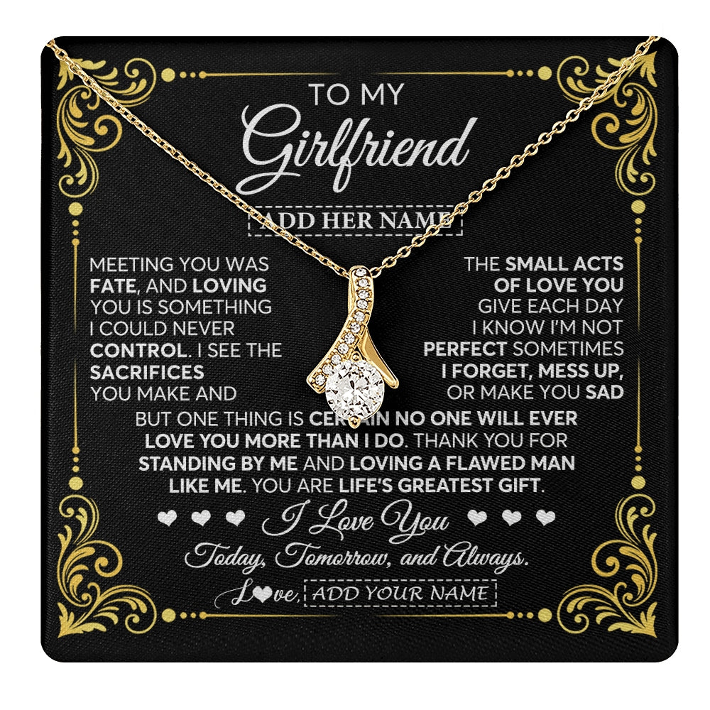 Alluring Beauty Necklace 18K Yellow Gold Finish | 1 | Personalized To My Girlfriend Gifts Necklace From Boyfriend A Meaningful Romantic Jewelry Gift For Anniversary Birthday Christmas Custom Gift Box Message Card | https://teecentury.