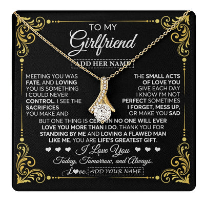 Alluring Beauty Necklace 18K Yellow Gold Finish | 1 | Personalized To My Girlfriend Gifts Necklace From Boyfriend A Meaningful Romantic Jewelry Gift For Anniversary Birthday Christmas Custom Gift Box Message Card | https://teecentury.
