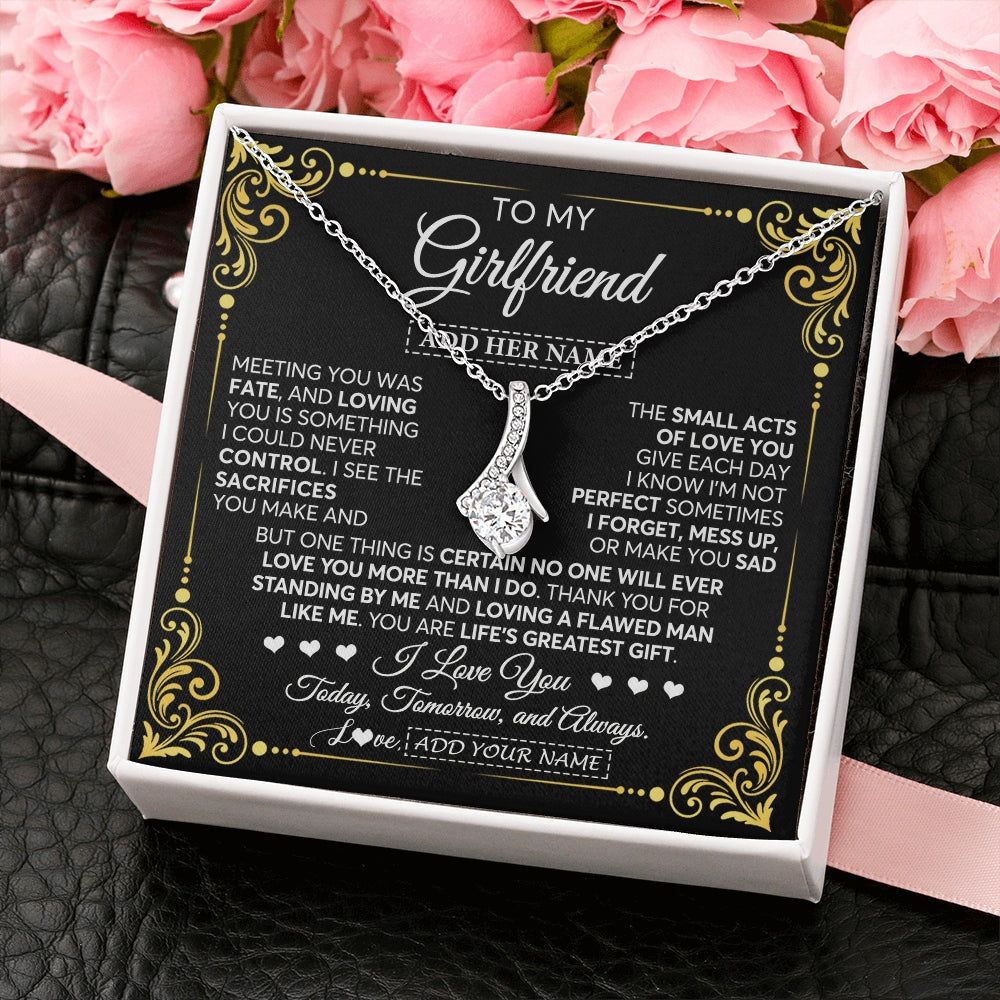 Alluring Beauty Necklace 14K White Gold Finish | 2 | Personalized To My Girlfriend Gifts Necklace From Boyfriend A Meaningful Romantic Jewelry Gift For Anniversary Birthday Christmas Custom Gift Box Message Card | https://teecentury.