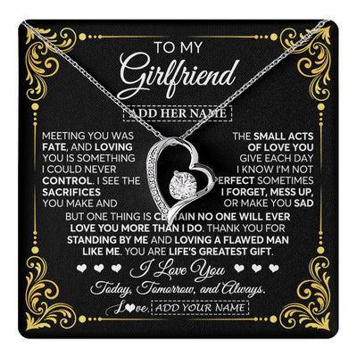 Forever Love Necklace 14K White Gold Finish | 1 | Personalized To My Girlfriend Gifts Necklace From Boyfriend A Meaningful Romantic Jewelry Gift For Anniversary Birthday Christmas Custom Gift Box Message Card | https://teecentury.