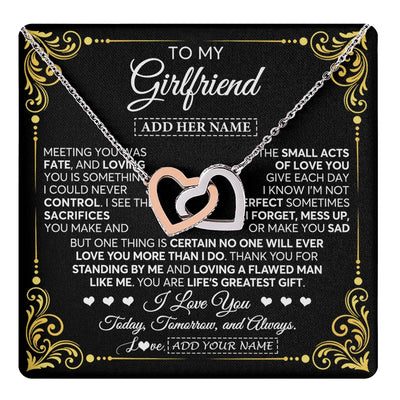 Interlocking Hearts Necklace Stainless Steel & Rose Gold Finish | 1 | Personalized To My Girlfriend Gifts Necklace From Boyfriend A Meaningful Romantic Jewelry Gift For Anniversary Birthday Christmas Custom Gift Box Message Card | https://teecentury.