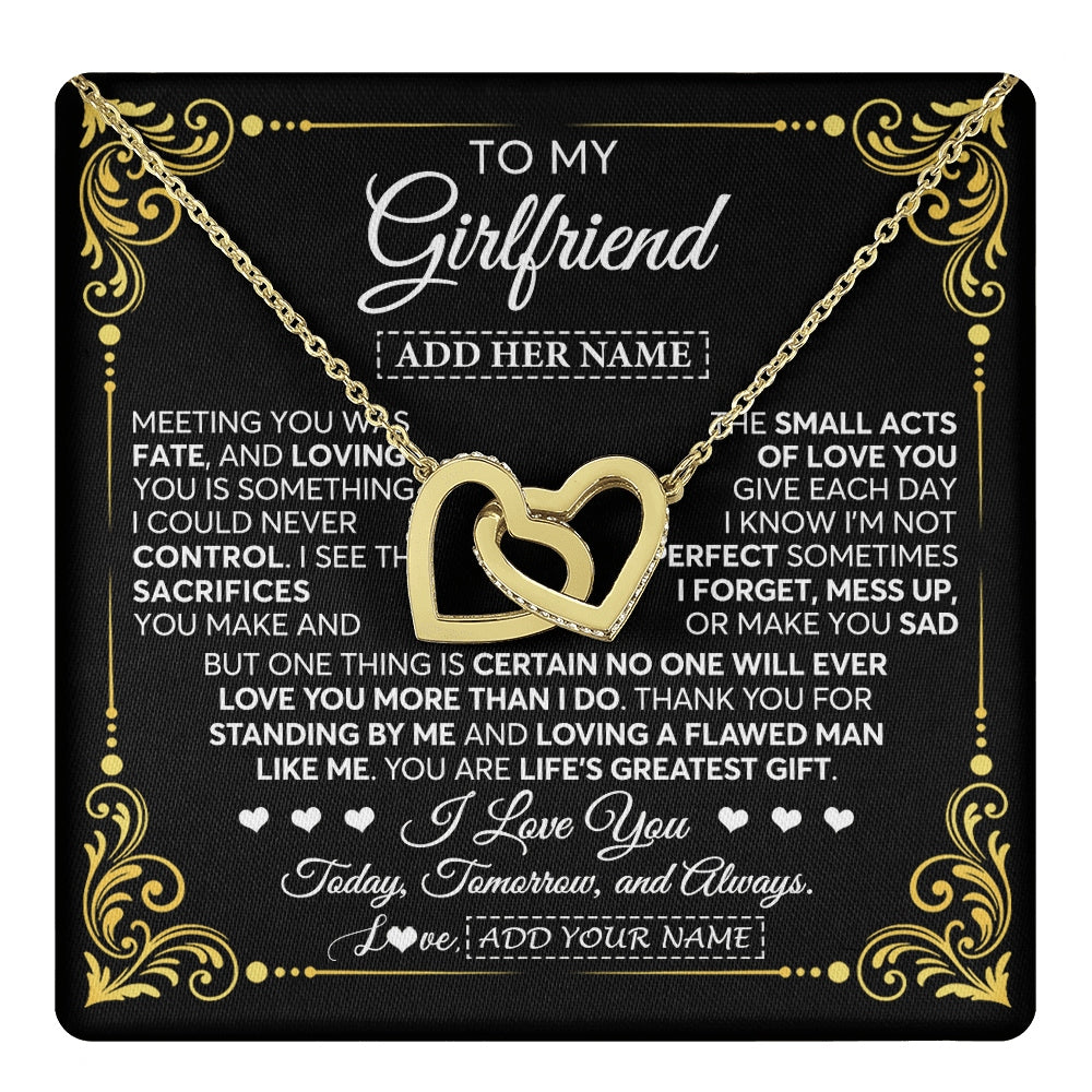 Interlocking Hearts Necklace 18K Yellow Gold Finish | 1 | Personalized To My Girlfriend Gifts Necklace From Boyfriend A Meaningful Romantic Jewelry Gift For Anniversary Birthday Christmas Custom Gift Box Message Card | https://teecentury.