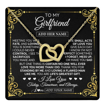 Interlocking Hearts Necklace 18K Yellow Gold Finish | 1 | Personalized To My Girlfriend Gifts Necklace From Boyfriend A Meaningful Romantic Jewelry Gift For Anniversary Birthday Christmas Custom Gift Box Message Card | https://teecentury.