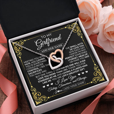 Interlocking Hearts Necklace Stainless Steel & Rose Gold Finish | 2 | Personalized To My Girlfriend Gifts Necklace From Boyfriend A Meaningful Romantic Jewelry Gift For Anniversary Birthday Christmas Custom Gift Box Message Card | https://teecentury.