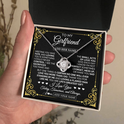 Love Knot Necklace 14K White Gold Finish | 2 | Personalized To My Girlfriend Gifts Necklace From Boyfriend A Meaningful Romantic Jewelry Gift For Anniversary Birthday Christmas Custom Gift Box Message Card | https://teecentury.