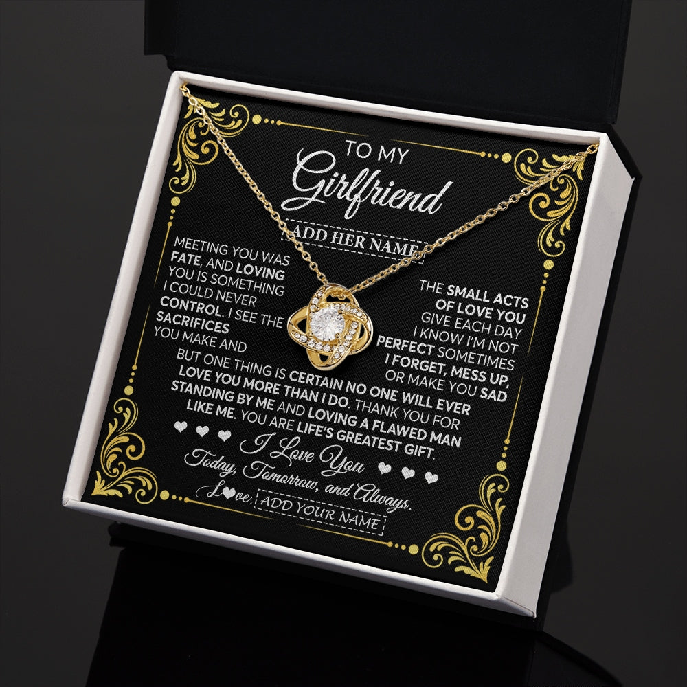 Love Knot Necklace 18K Yellow Gold Finish | 2 | Personalized To My Girlfriend Gifts Necklace From Boyfriend A Meaningful Romantic Jewelry Gift For Anniversary Birthday Christmas Custom Gift Box Message Card | https://teecentury.