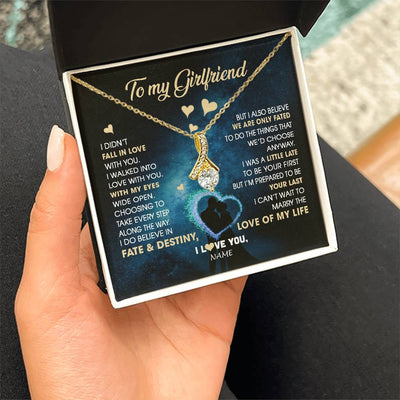 Alluring Beauty Necklace 18K Yellow Gold Finish | Personalized To My Girlfriend Necklace Fall In Love With You Future Wife Birthday Anniversary Valentines Day Christmas Customized Gift Box Message Card | teecentury