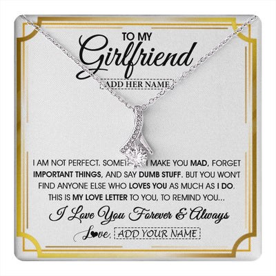 Alluring Beauty Necklace 14K White Gold Finish | 1 | Personalized To My Girlfriend Necklace For Women Love Letter Romatic Gifts For Her Girlfriend Gift From Boyfriend Valentines Custom Gift Box Message Card | https://teecentury.
