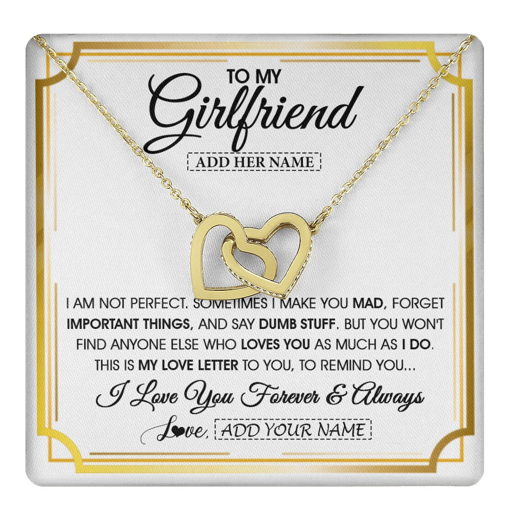 Interlocking Hearts Necklace 18K Yellow Gold Finish | 1 | Personalized To My Girlfriend Necklace For Women Love Letter Romatic Gifts For Her Girlfriend Gift From Boyfriend Valentines Custom Gift Box Message Card | https://teecentury.