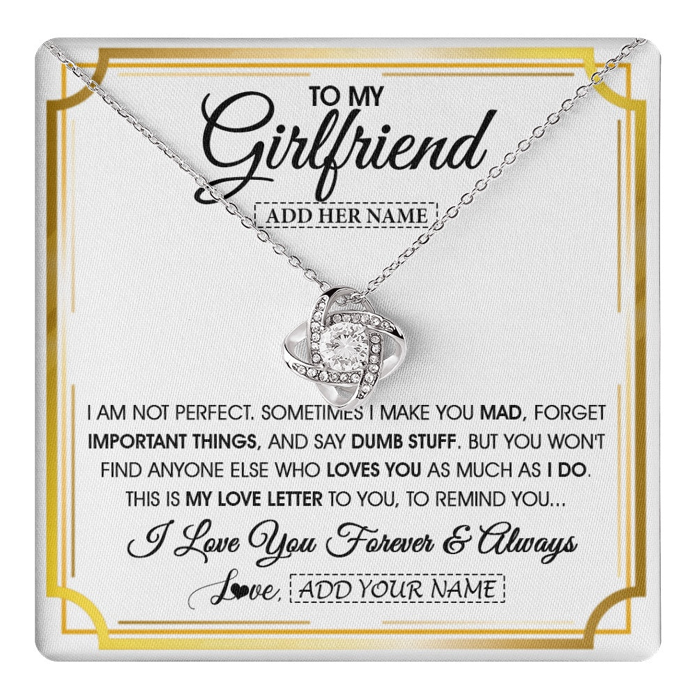 Love Knot Necklace 14K White Gold Finish | 1 | Personalized To My Girlfriend Necklace For Women Love Letter Romatic Gifts For Her Girlfriend Gift From Boyfriend Valentines Custom Gift Box Message Card | https://teecentury.
