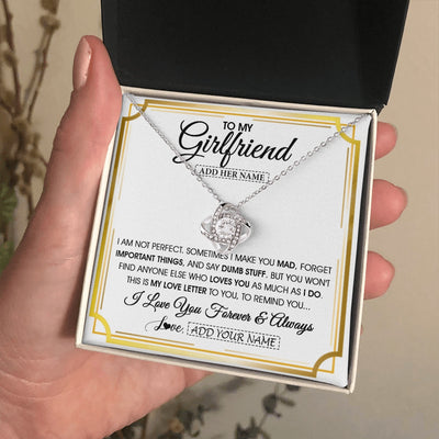Love Knot Necklace 14K White Gold Finish | 2 | Personalized To My Girlfriend Necklace For Women Love Letter Romatic Gifts For Her Girlfriend Gift From Boyfriend Valentines Custom Gift Box Message Card | https://teecentury.