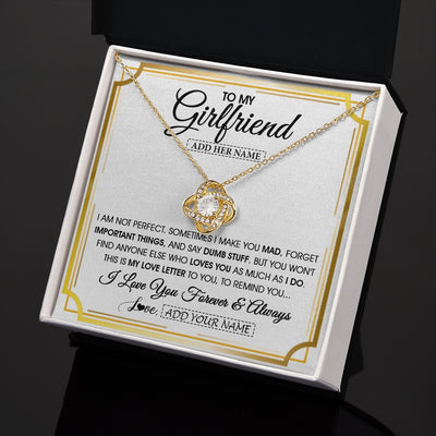 Love Knot Necklace 18K Yellow Gold Finish | 2 | Personalized To My Girlfriend Necklace For Women Love Letter Romatic Gifts For Her Girlfriend Gift From Boyfriend Valentines Custom Gift Box Message Card | https://teecentury.