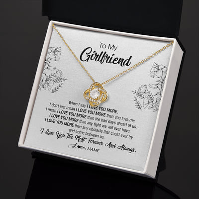 Love Knot Necklace 18K Yellow Gold Finish | 2 | Personalized To My Girlfriend Necklace From Boyfriend I Love You More Girlfriend Birthday Anniversary Wedding Valentines Day Christmas Customized Message Card | teecentury